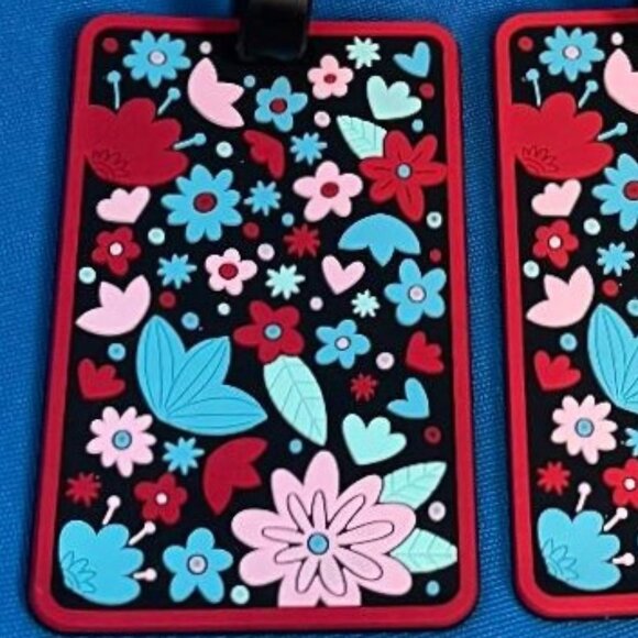 FLORAL FLOWERS SET OF 2 EASY TO SEE UNIQUE LUGGAGE / BAG TAGS TRAVEL / TRAVELING - Picture 3 of 10